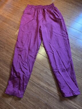 Vintage Lady Footlocker Magenta Windbreaker Pants Satin Track Pants Lined 1990s